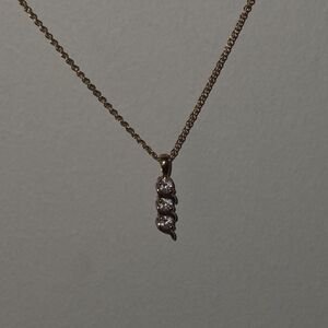 DEALio ;) Vintage 925 Sterling Silver And White CZ Bar Pendant Necklace